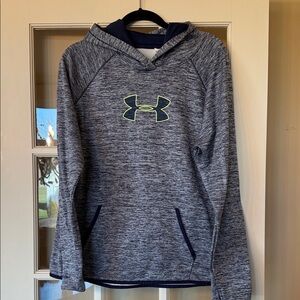 Under Armour Men's or women’s  Blue and Yellow Logo Sweater lined in fleece XL